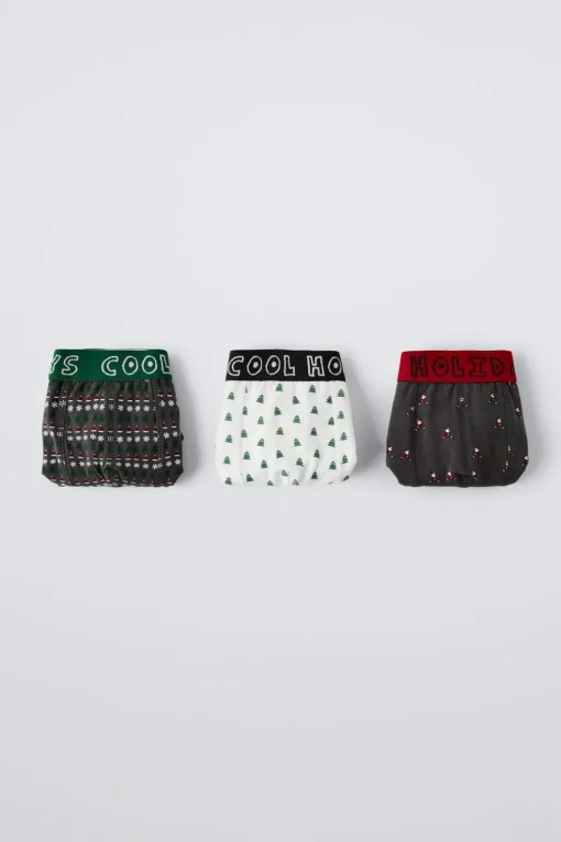 6-14 AÑOS/ PACK TRES BÓXER PAPÁ NOEL Y ARBOLITOS