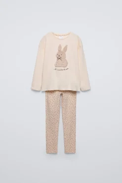 6-14 AÑOS/ PIJAMA CONEJO FLORECITAS