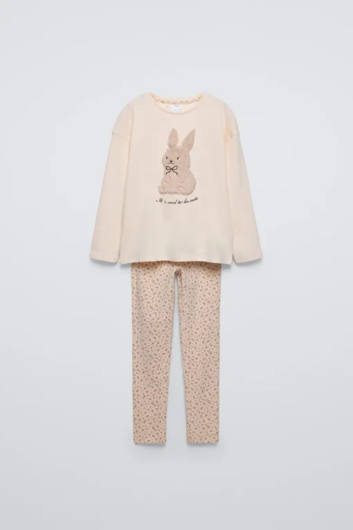 6-14 AÑOS/ PIJAMA CONEJO FLORECITAS