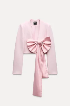 BLAZER CROP LAZO SATINADO