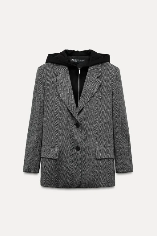 BLAZER ESPIGA COMBINADA CAPUCHA