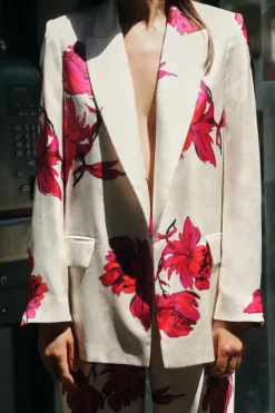 BLAZER SATINADA ESTAMPADO FLORAL