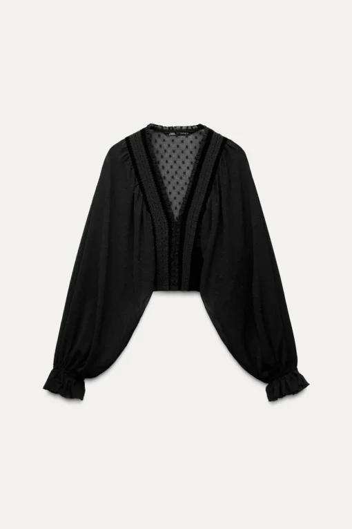 BLUSA CROP COMBINADA PLUMETI