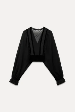 BLUSA CROP COMBINADA PLUMETI