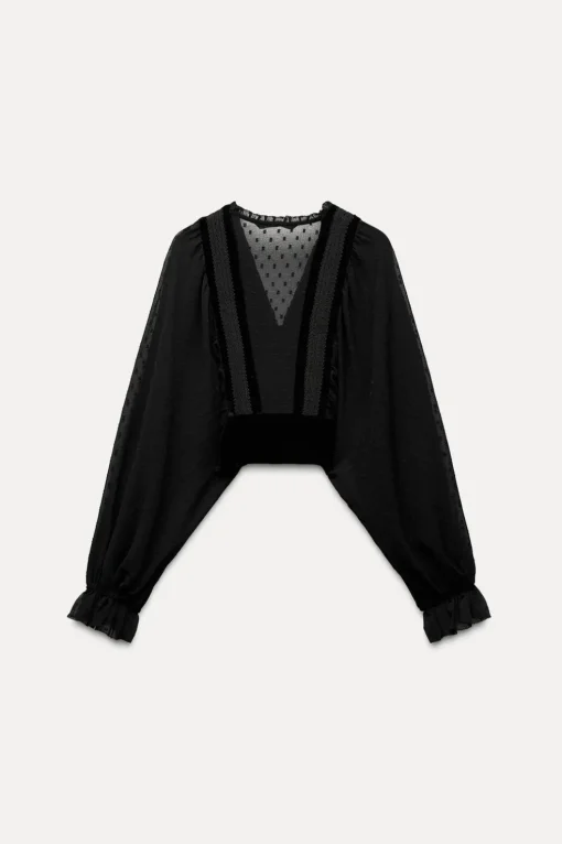 BLUSA CROP COMBINADA PLUMETI