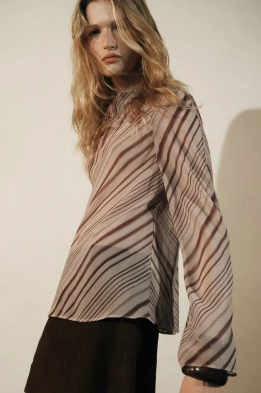 BLUSA DRAPEADA RAYAS ZW COLLECTION