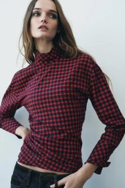 BLUSA FRUNCE CUADROS ZW COLLECTION
