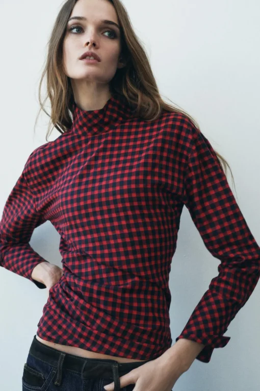 BLUSA FRUNCE CUADROS ZW COLLECTION