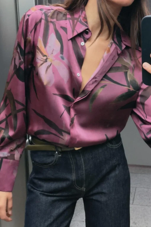 BLUSA SATINADA ESTAMPADO FLORAL