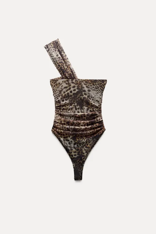BODY DRAPEADO TUL ESTAMPADO ANIMAL