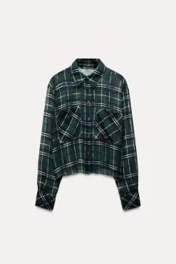 CAMISA CORTA CUADROS HILO METALIZADO