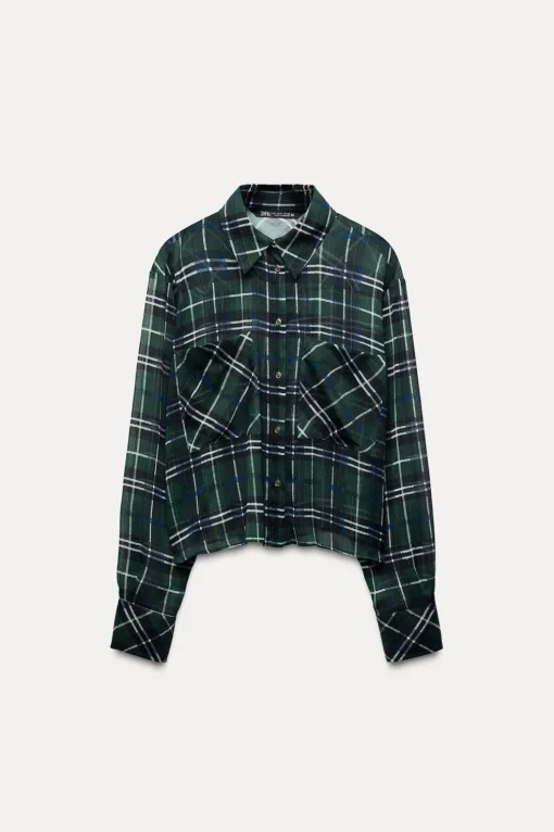 CAMISA CORTA CUADROS HILO METALIZADO