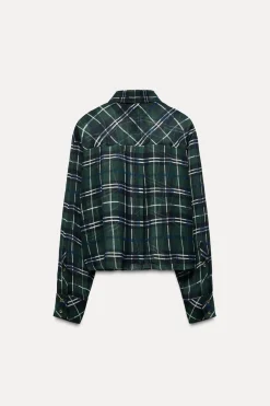 CAMISA CORTA CUADROS HILO METALIZADO