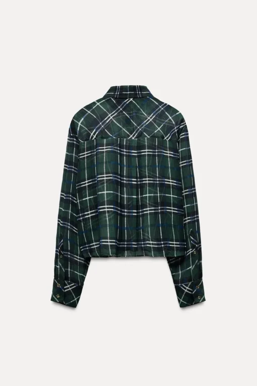 CAMISA CORTA CUADROS HILO METALIZADO