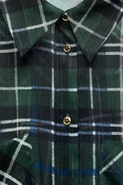 CAMISA CORTA CUADROS HILO METALIZADO
