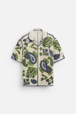 CAMISA CROCHET BORDADOS CONTRASTE