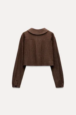 CAMISA CROP CUADROS CUELLO BOBO