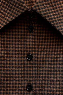 CAMISA CROP CUADROS CUELLO BOBO
