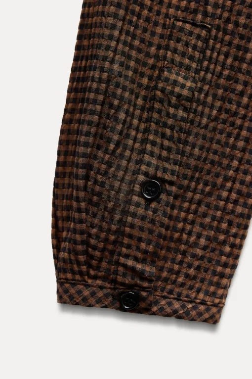 CAMISA CROP CUADROS CUELLO BOBO