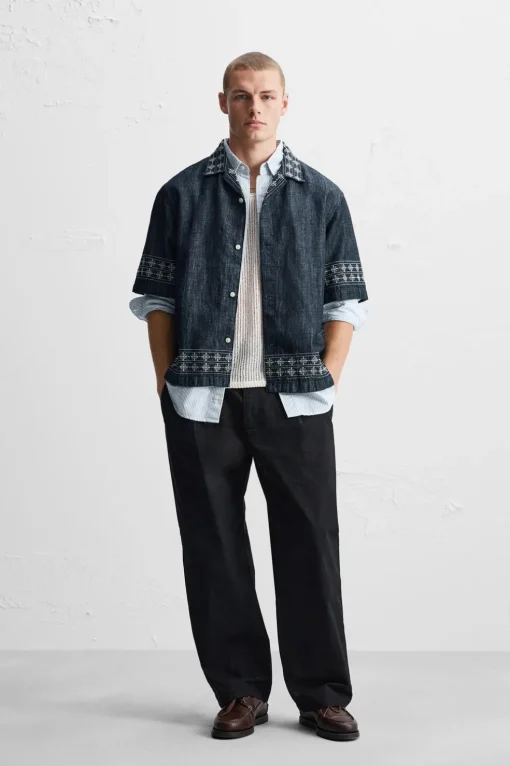 CAMISA DENIM BORDADOS
