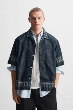 CAMISA DENIM BORDADOS