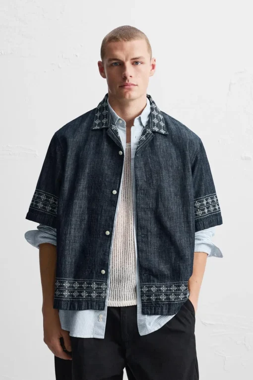 CAMISA DENIM BORDADOS