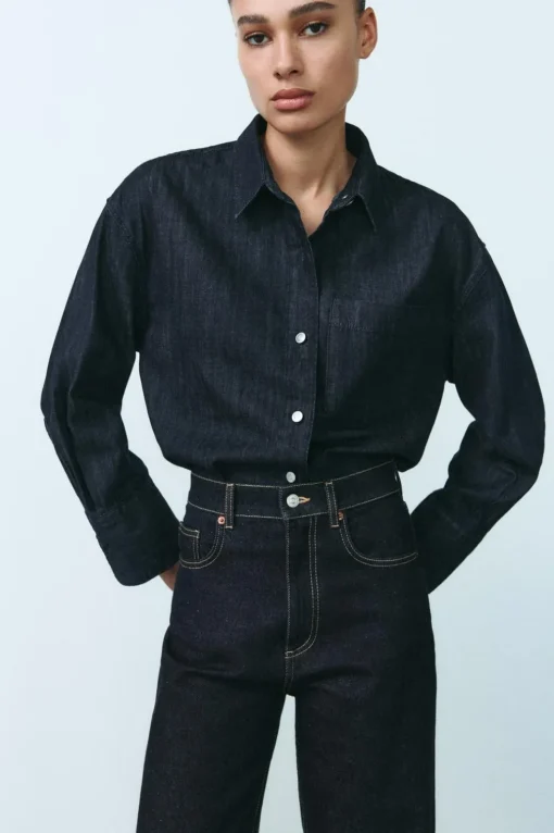CAMISA DENIM TRF BOLSILLO
