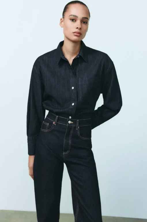 CAMISA DENIM TRF BOLSILLO