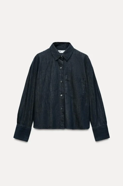 CAMISA DENIM TRF BOLSILLO