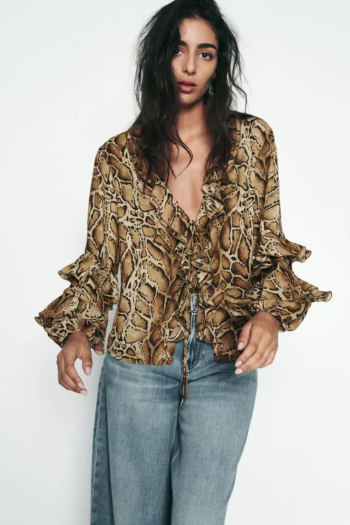 CAMISA ESTAMPADO ANIMAL VOLANTES
