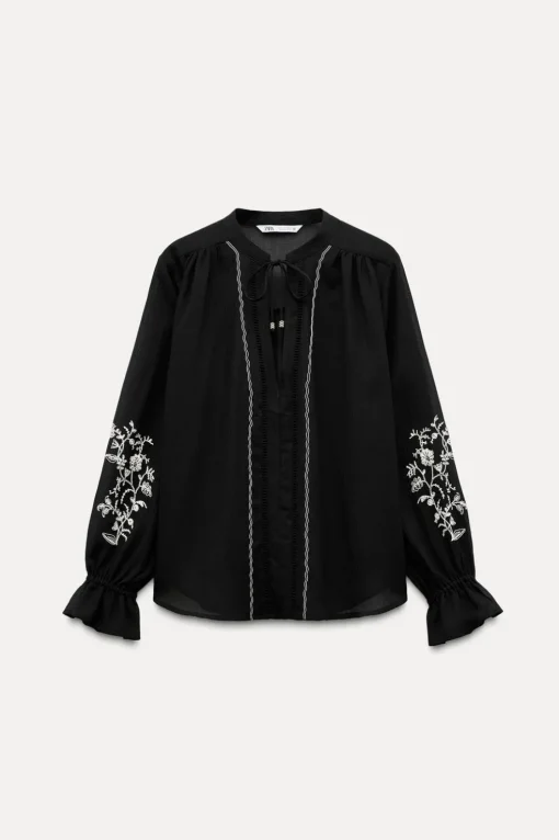 CAMISA MANGA BORDADA