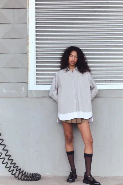 CAMISA OVERSIZE POPELÍN PUÑO DOBLE