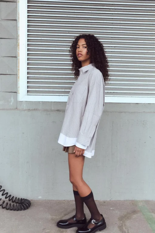 CAMISA OVERSIZE POPELÍN PUÑO DOBLE