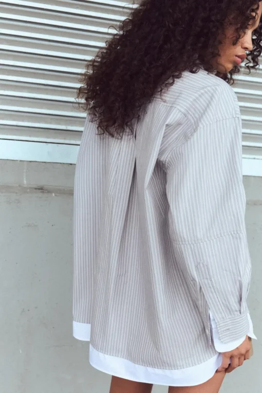 CAMISA OVERSIZE POPELÍN PUÑO DOBLE