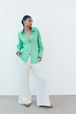 CAMISA OVERSIZE RAYAS POPELÍN