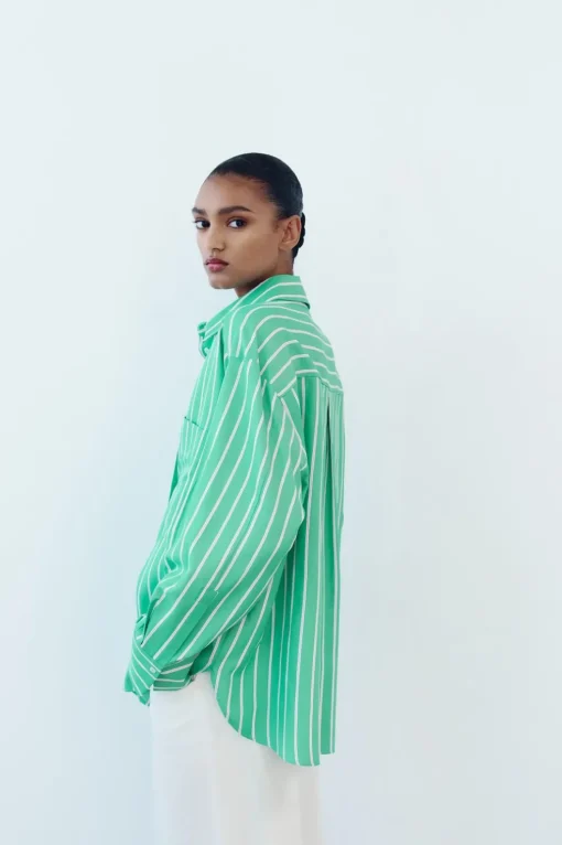 CAMISA OVERSIZE RAYAS POPELÍN