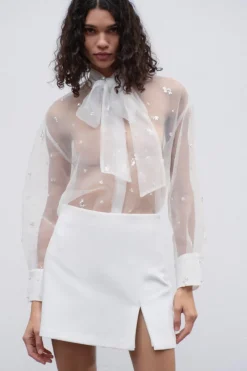 CAMISA SEMITRANSPARENTE ABALORIOS LENTEJUELAS
