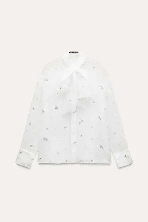 CAMISA SEMITRANSPARENTE ABALORIOS LENTEJUELAS
