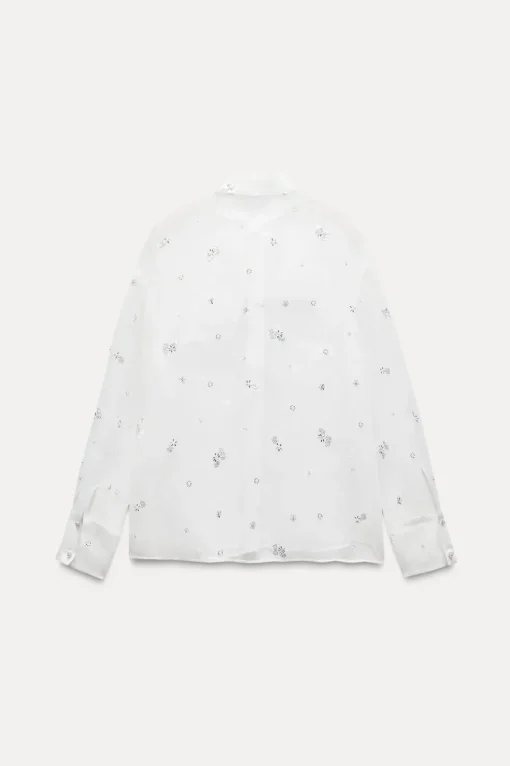 CAMISA SEMITRANSPARENTE ABALORIOS LENTEJUELAS