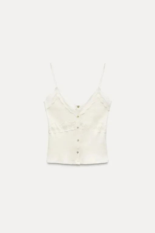 CAMISETA RIB ENCAJE BOTONES