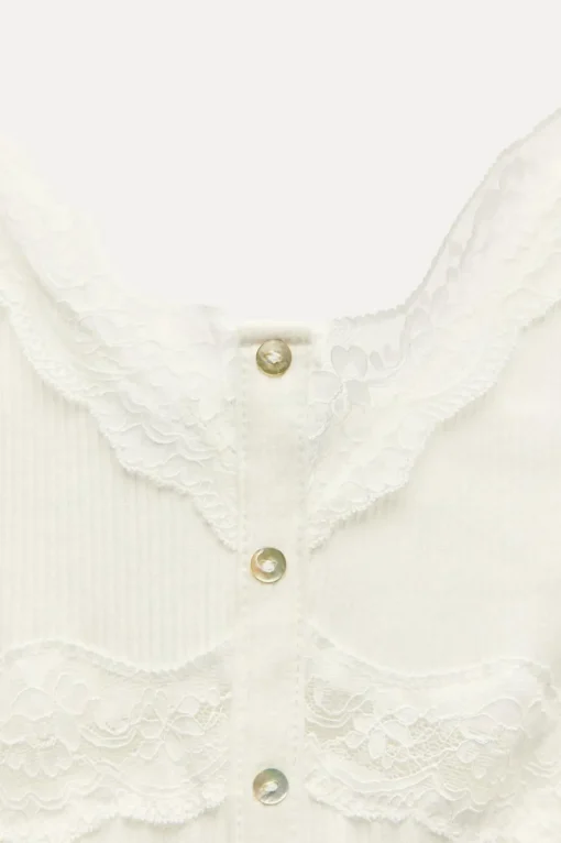 CAMISETA RIB ENCAJE BOTONES