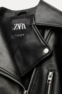 CAZADORA BIKER CROP EFECTO PIEL