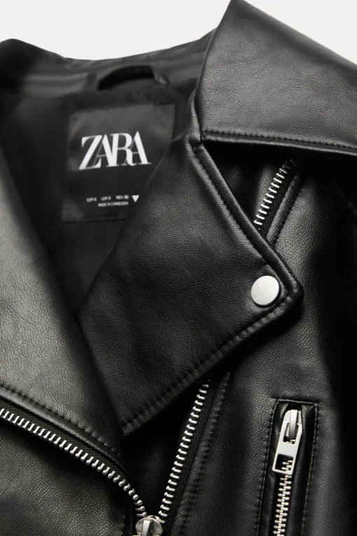 CAZADORA BIKER CROP EFECTO PIEL