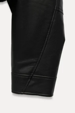 CAZADORA BIKER CROP EFECTO PIEL