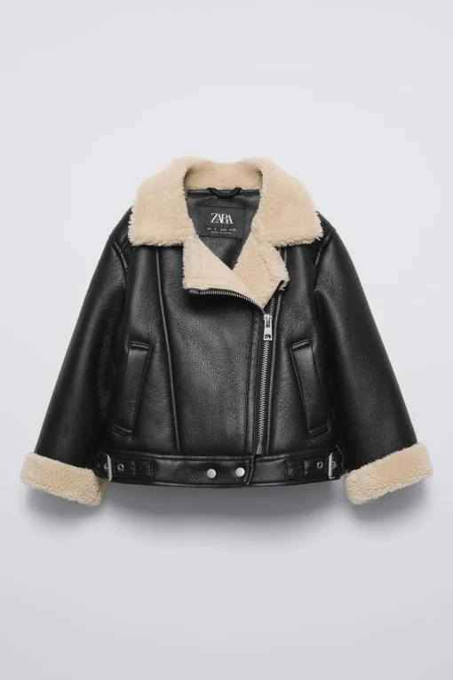 CAZADORA BIKER EFECTO PIEL BORREGUILLO