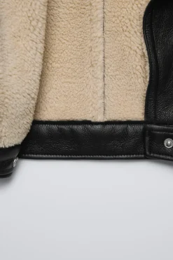 CAZADORA BIKER EFECTO PIEL BORREGUILLO