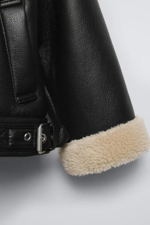 CAZADORA BIKER EFECTO PIEL BORREGUILLO