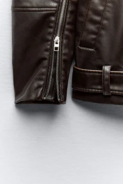 CAZADORA BIKER OVERSIZE EFECTO PIEL LAVADA