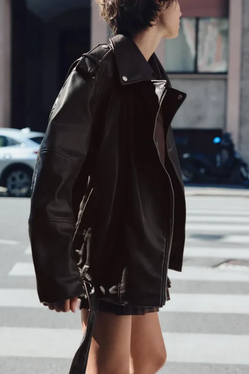 CAZADORA BIKER OVERSIZE EFECTO PIEL LAVADA