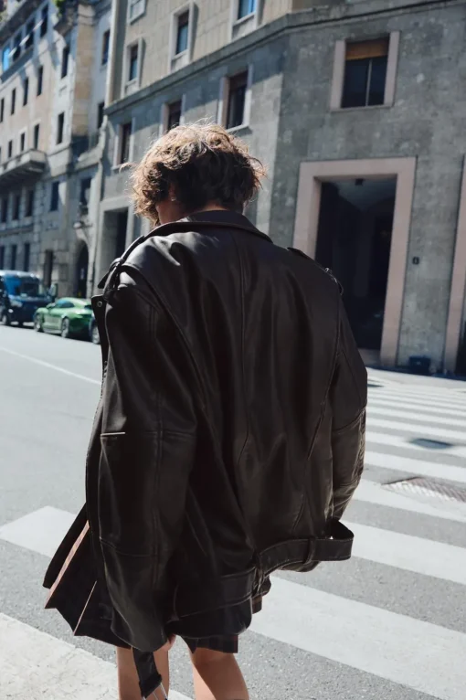 CAZADORA BIKER OVERSIZE EFECTO PIEL LAVADA